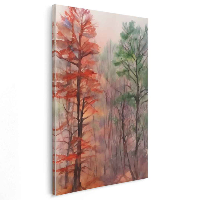 Serene Forest Transition: Watercolor Landscape Canvas Art Print