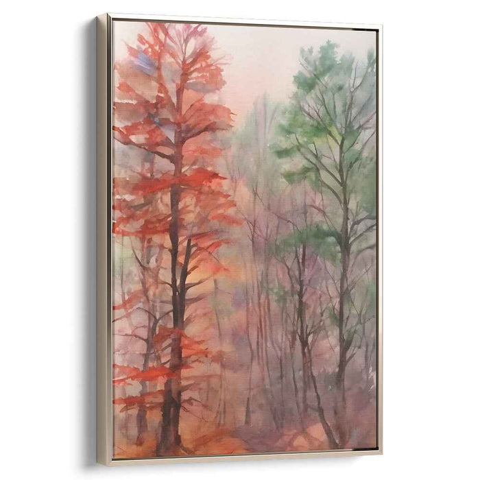 Serene Forest Transition: Watercolor Landscape Canvas Art Print