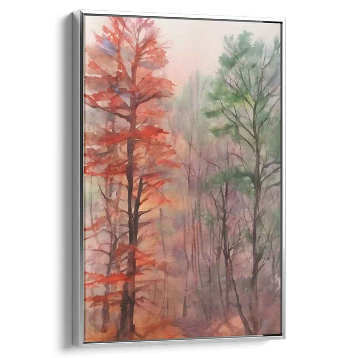 Serene Forest Transition: Watercolor Landscape Canvas Art Print