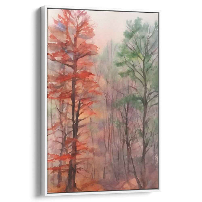 Serene Forest Transition: Watercolor Landscape Canvas Art Print