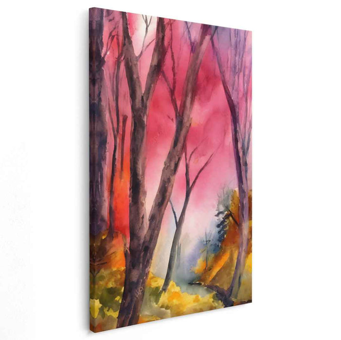 Aqua Dreamscape Serenity: Ethereal Watercolor Landscape Canvas Art Print