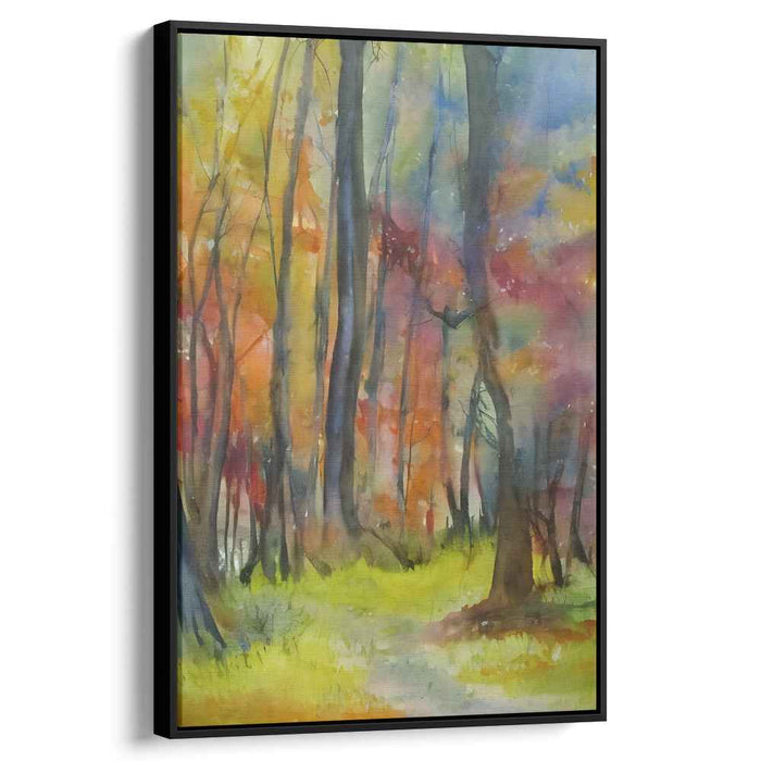 Misty Maple Serenade: Watercolor Autumn Landscape Canvas Art Print