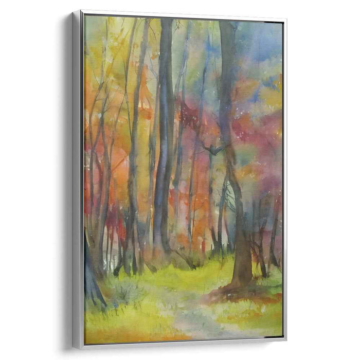 Misty Maple Serenade: Watercolor Autumn Landscape Canvas Art Print