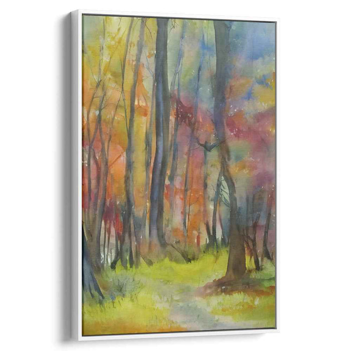 Misty Maple Serenade: Watercolor Autumn Landscape Canvas Art Print