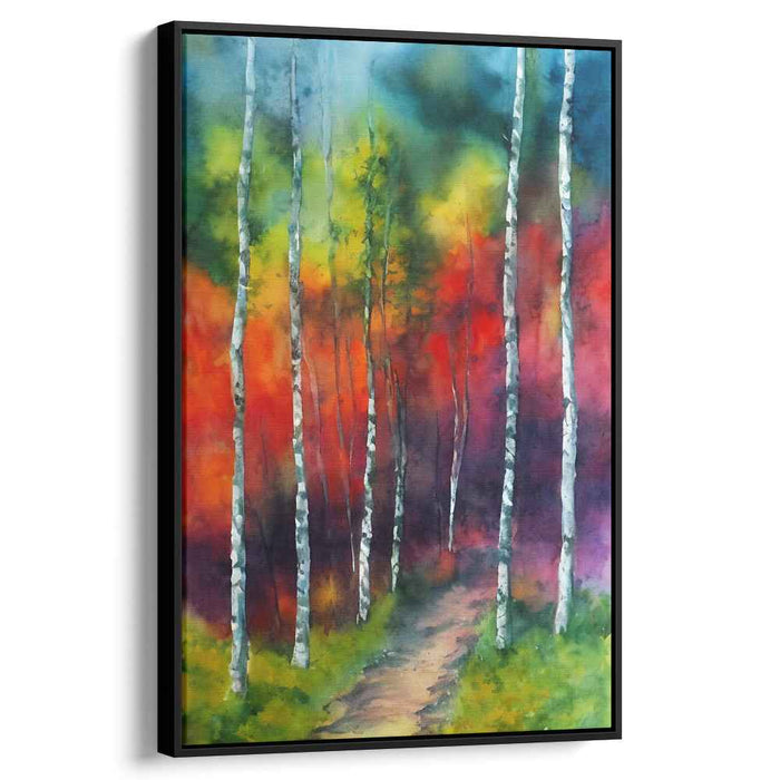 Enchanted Autumn Birches: Impressionist-Inspired Watercolor Forest Path