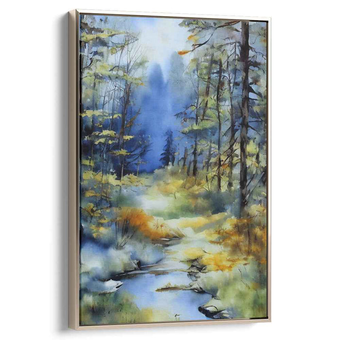 Tranquil Forest Glade: Serene Morning Light Watercolor Landscape