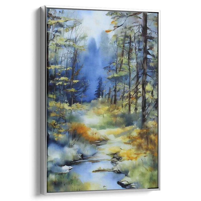 Tranquil Forest Glade: Serene Morning Light Watercolor Landscape