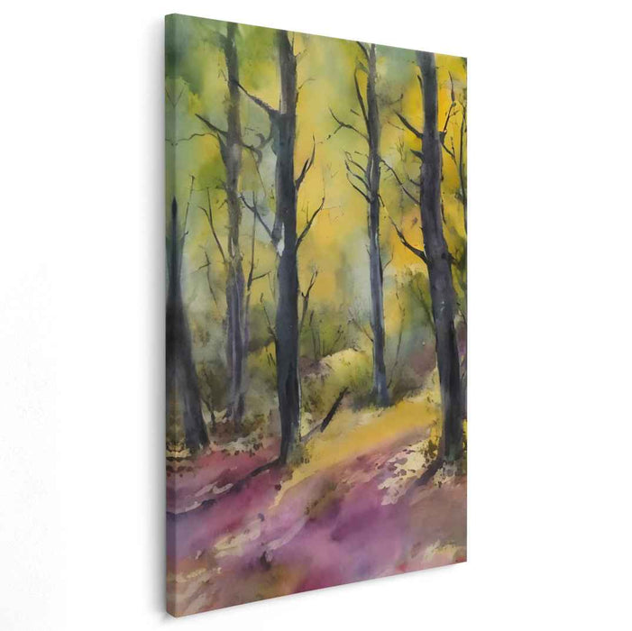 Ink Dappled Woodland: Watercolor Forest Landscape
