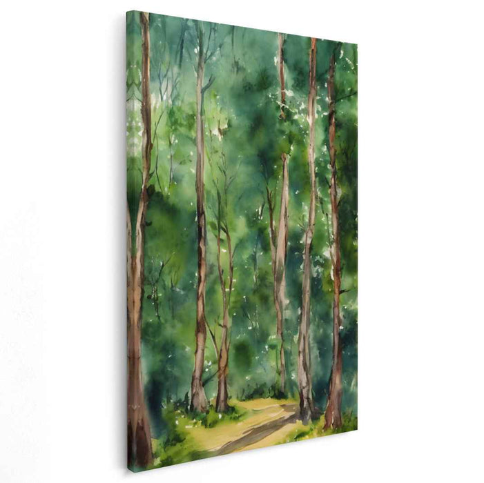 Mystic Woods Painting: Serene Forest Watercolor Landscape