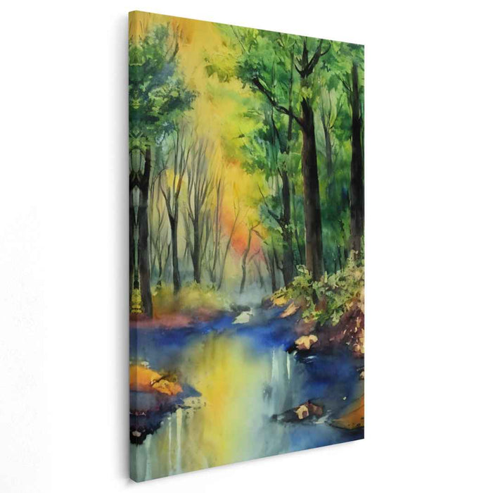 Pastel Riverscape: Impressionist Watercolor Landscape