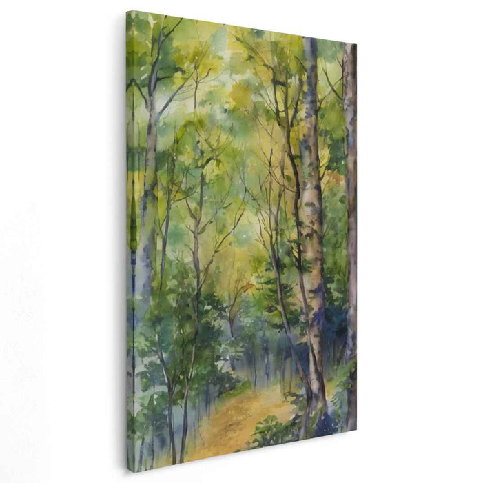 Forest Serenity: A Tranquil Forest Watercolor Canvas Art