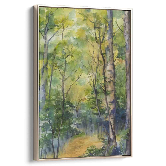 Forest Serenity: A Tranquil Forest Watercolor Canvas Art