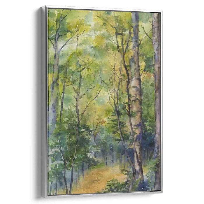 Forest Serenity: A Tranquil Forest Watercolor Canvas Art