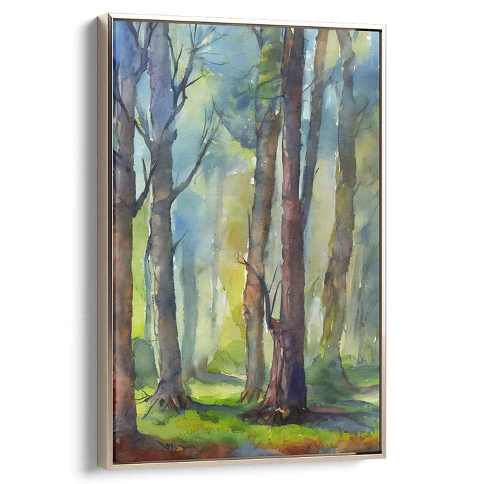 Pastel Woodland Serenity: A Tranquil Watercolor Forestscape