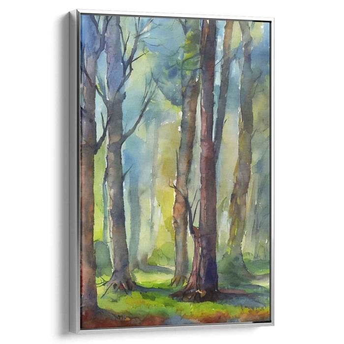 Pastel Woodland Serenity: A Tranquil Watercolor Forestscape
