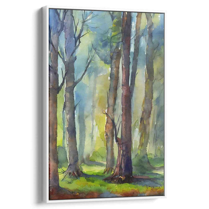 Pastel Woodland Serenity: A Tranquil Watercolor Forestscape