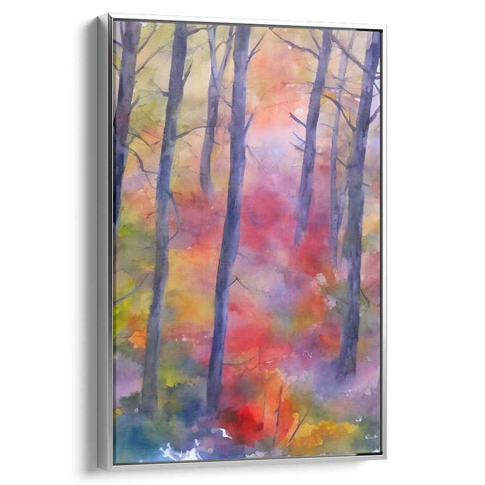 Misty Woods Mirage: Watercolor Forest Landscape Canvas Art Print