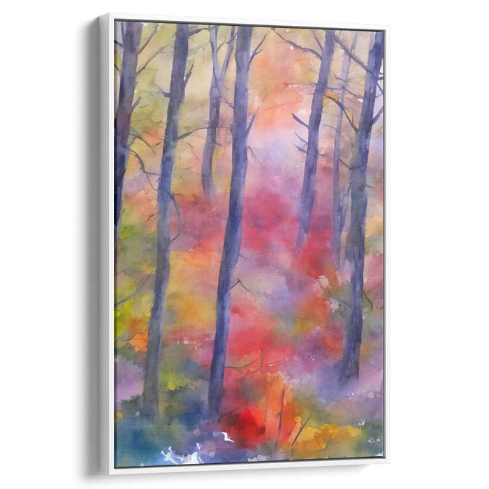Misty Woods Mirage: Watercolor Forest Landscape Canvas Art Print