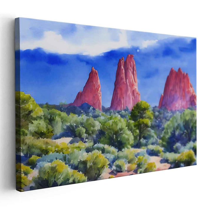 Divine Earthscape Tapestry: Garden of the Gods Landscape Canvas Art Print