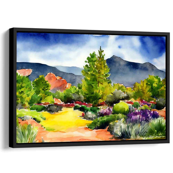 Verdant Watercolor Symphony: Watercolor Landscape of Verdant Serenity