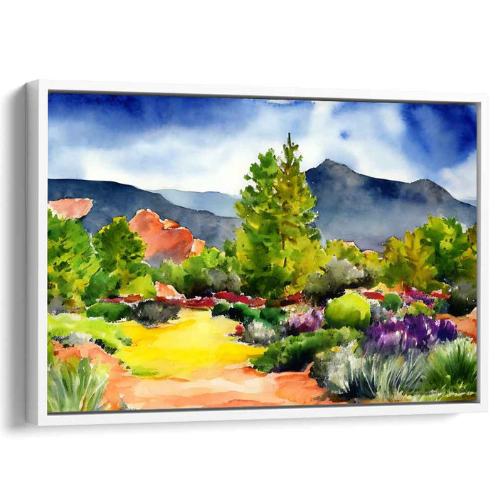 Verdant Watercolor Symphony: Watercolor Landscape of Verdant Serenity