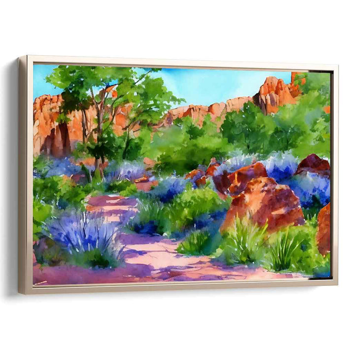 Sandswept Horizon: Watercolor Landscape of Arid Cliffs Canvas Art