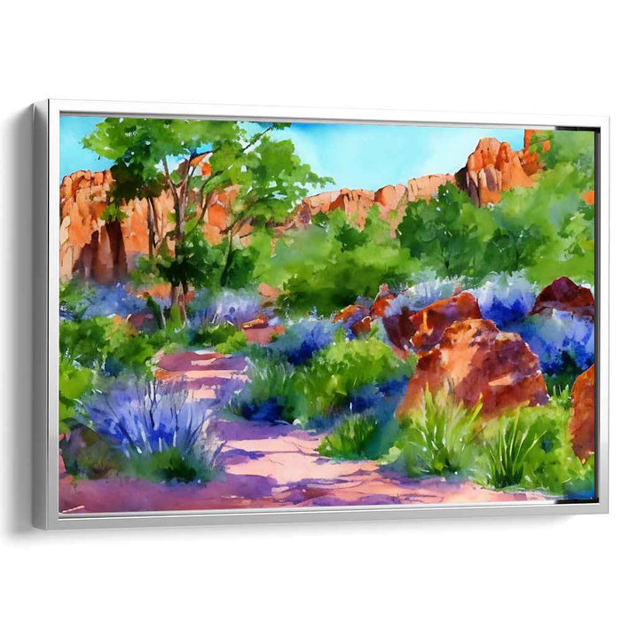 Sandswept Horizon: Watercolor Landscape of Arid Cliffs Canvas Art