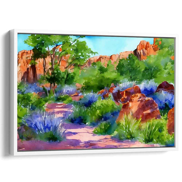 Sandswept Horizon: Watercolor Landscape of Arid Cliffs Canvas Art