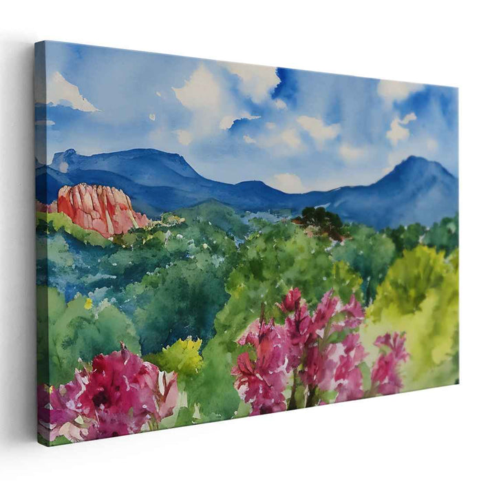 Verdant Waterways: Lush Landscape Watercolor Painting