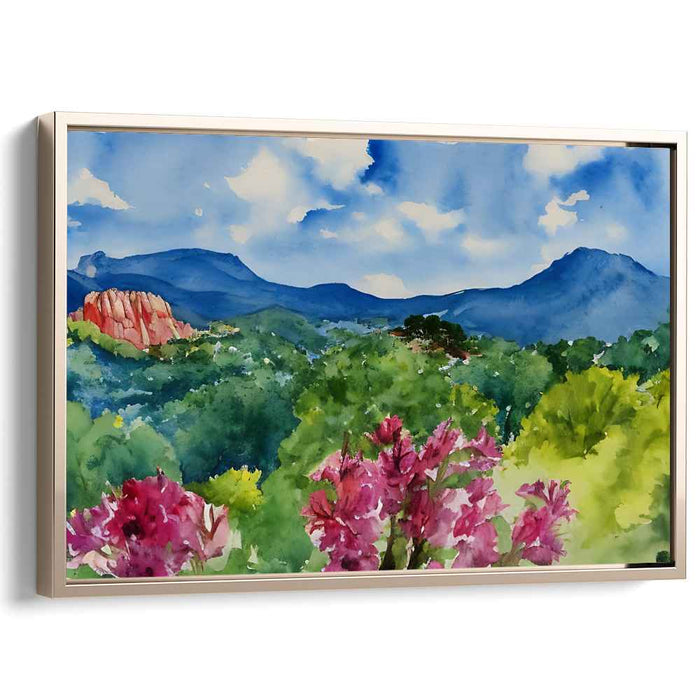 Verdant Waterways: Lush Landscape Watercolor Painting