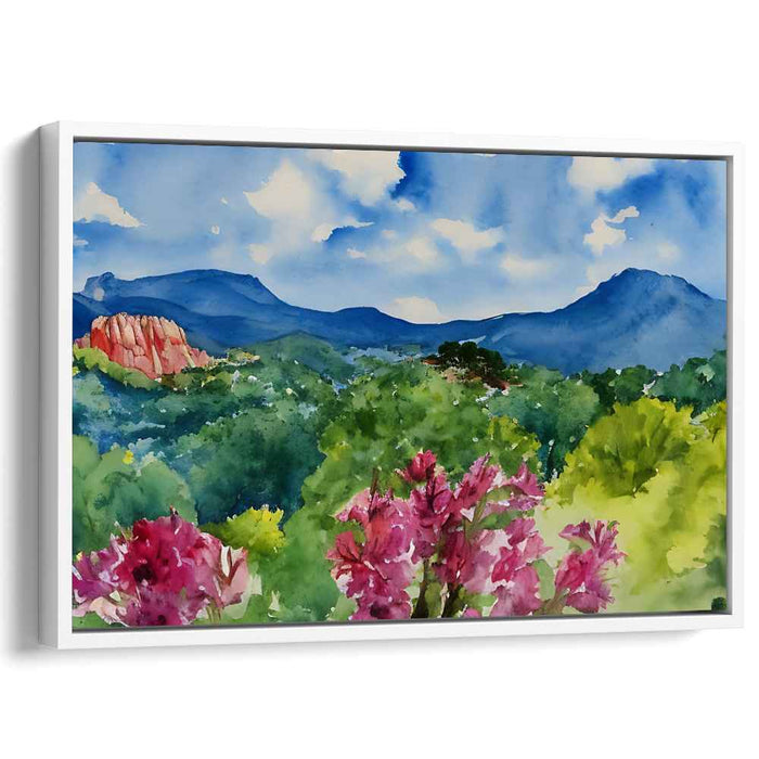 Verdant Waterways: Lush Landscape Watercolor Painting