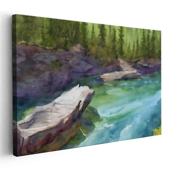 Marine Canvas: Serene Watercolor Landscape Canvas Art Print