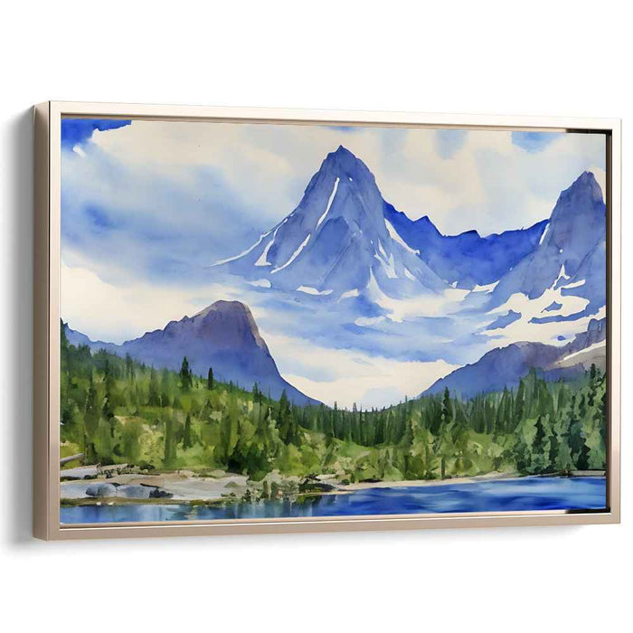 Aqua Mistscape: Serene Watercolor Landscape Painting