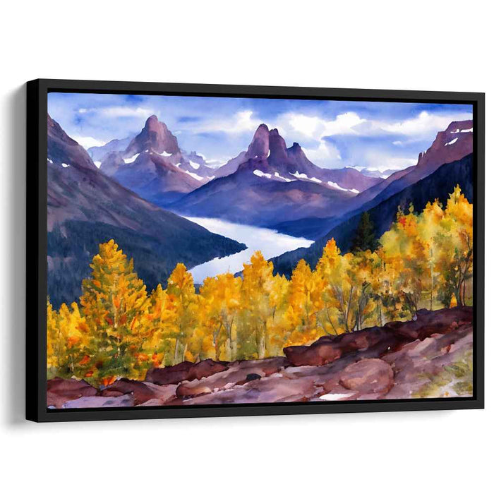 Zen Peaks Reflections: Tranquil Mountain and Lake Landscape Watercolor Art