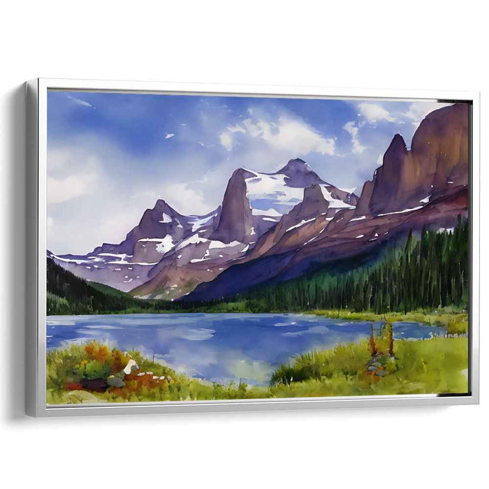 Whispering Waters Mystical Mirage: Tranquil Landscape Watercolor Canvas Art