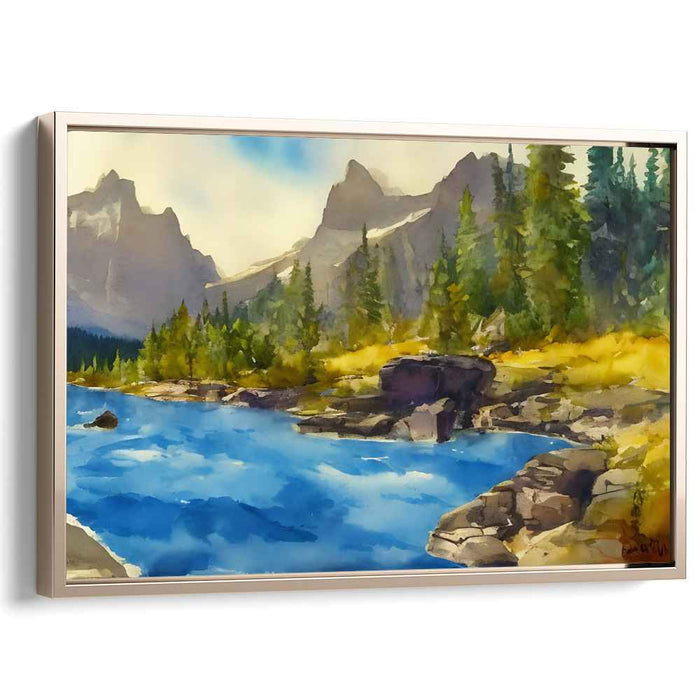 Tranquil Brushstrokes Creek: Serene Watercolor Landscape