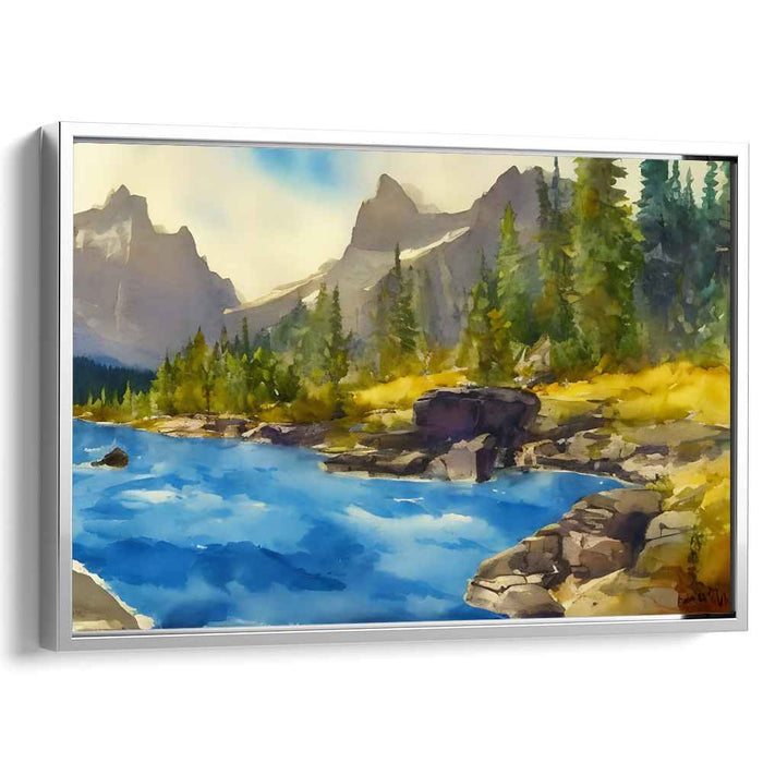 Tranquil Brushstrokes Creek: Serene Watercolor Landscape