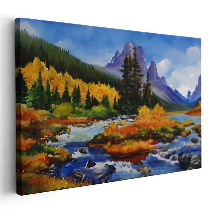 Crimson Mystique Amongst Whispers: Autumn Splendor in a Serene Landscape