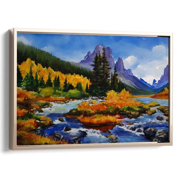 Crimson Mystique Amongst Whispers: Autumn Splendor in a Serene Landscape