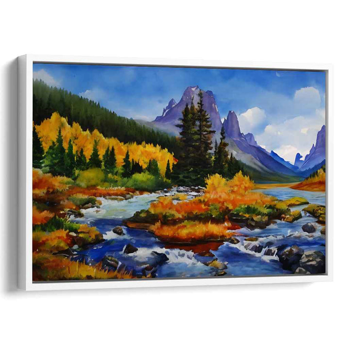 Crimson Mystique Amongst Whispers: Autumn Splendor in a Serene Landscape