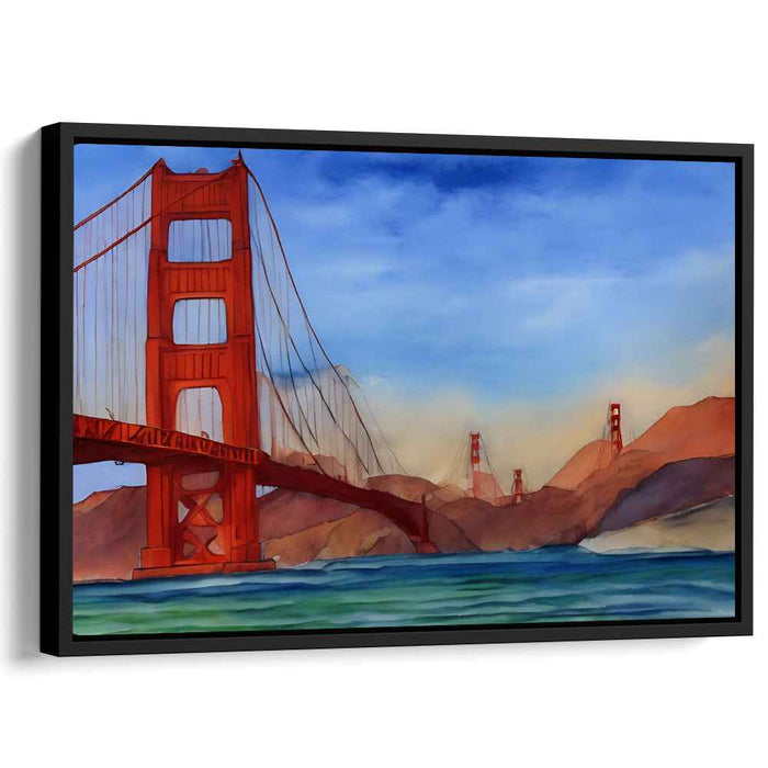 Golden Gate Mosaic: Watercolor Golden Gate Bridge Canvas Art Print