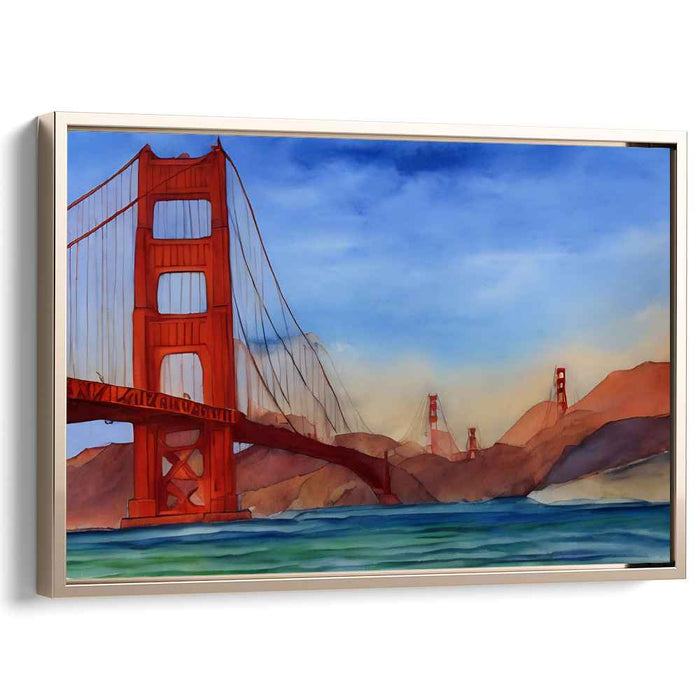 Golden Gate Mosaic: Watercolor Golden Gate Bridge Canvas Art Print