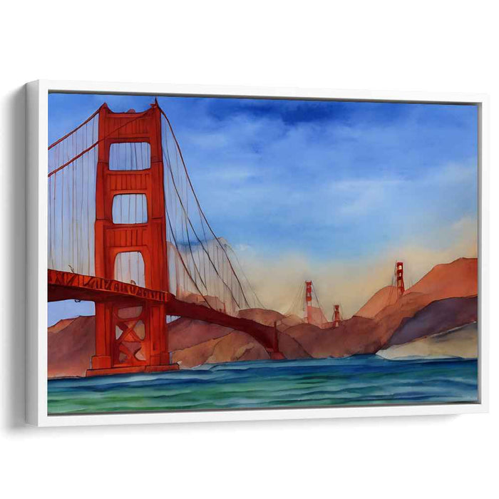 Golden Gate Mosaic: Watercolor Golden Gate Bridge Canvas Art Print