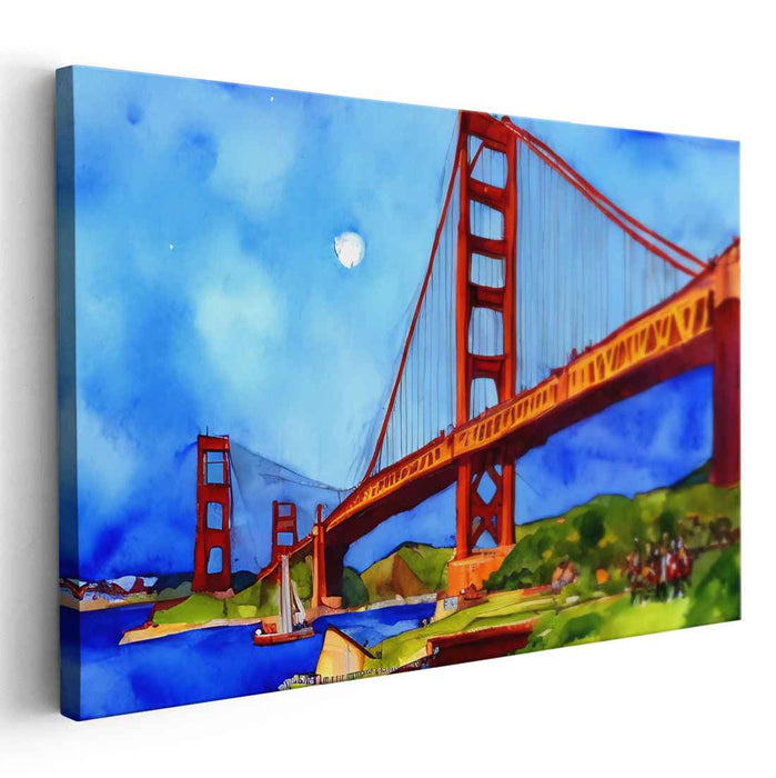 Dance of Colorful Streams: Vibrant Watercolor Canvas Art Print