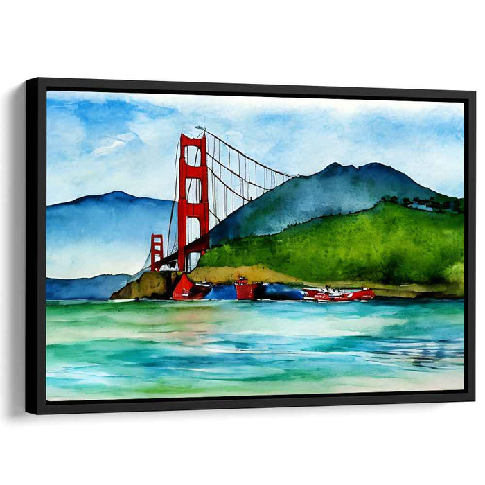 Golden Mist Bridge Brilliance: Impressionist Watercolor of the Golden Gate Bridge