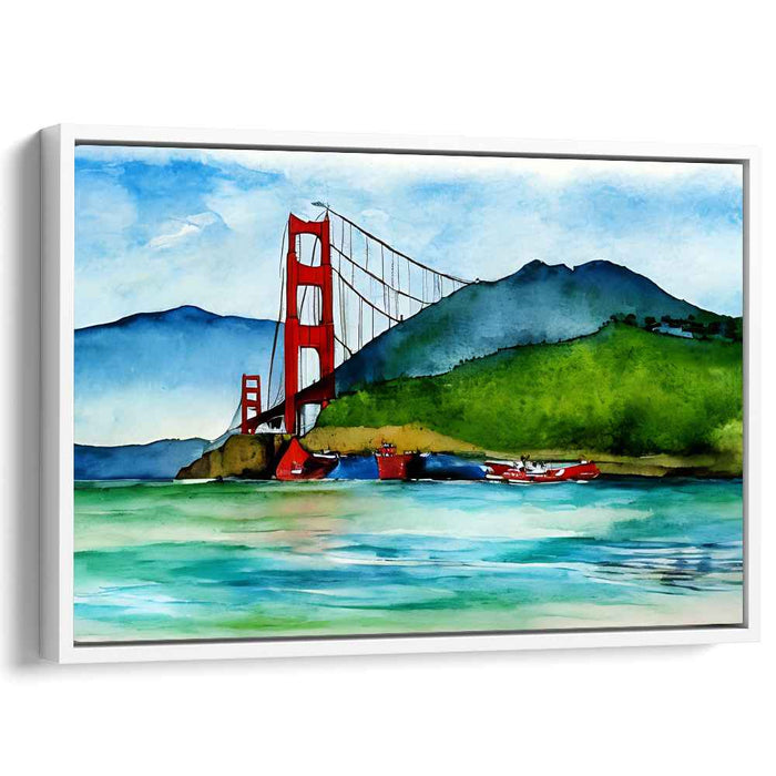 Golden Mist Bridge Brilliance: Impressionist Watercolor of the Golden Gate Bridge