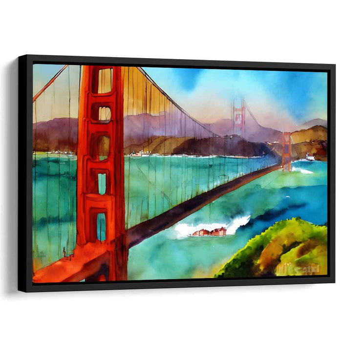 Golden Melody Bridge Symphony: Expressive Watercolor of the Golden Gate Bridge