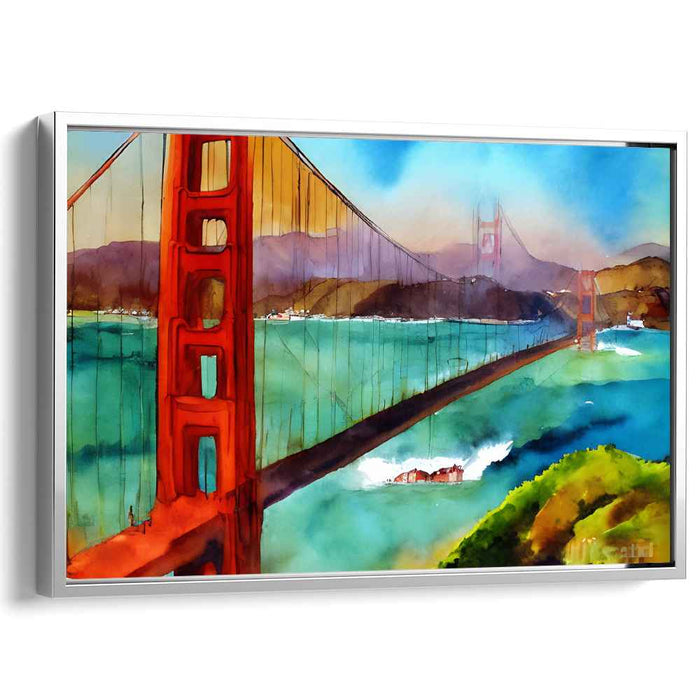 Golden Melody Bridge Symphony: Expressive Watercolor of the Golden Gate Bridge
