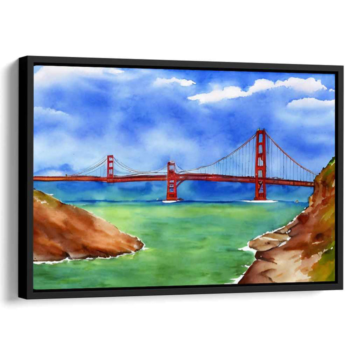 Electric Bay Mosaic: Vibrant Watercolor Landscape of San Francisco Icon