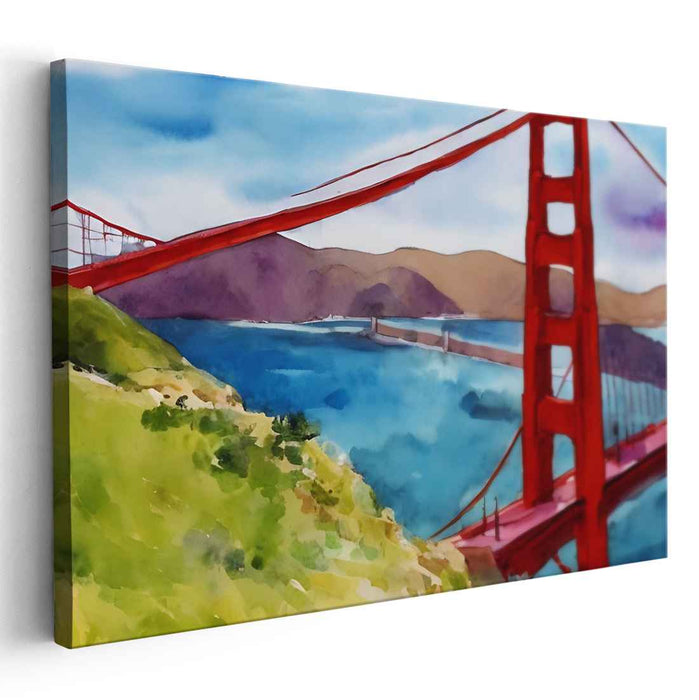 Golden Gate Reflections: Watercolor Impression of the Golden Gate Bridge